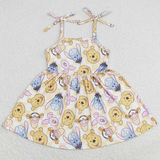 Baby Girls Dress Straps Bear Tiger Knee Length Dresses GSD1019