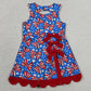 Baby Girls Dress Flag Bows Stars 4th of July Yoga Active Short Scallop Knee Length Dress GSD3925