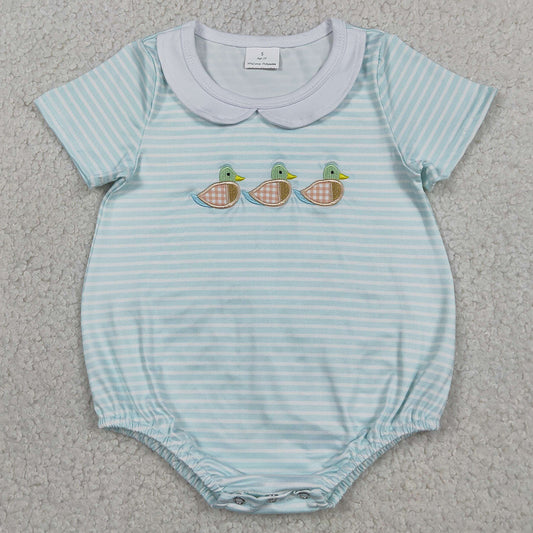 Baby Girls Rompers Embroidery Ducks Sleeveless Stripe Hunting Ruffle Rompers SR4082 SR4081