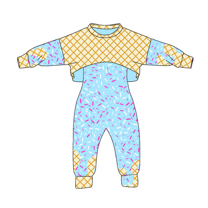 Preorder (moq 5)Baby Girls Long Sleeves Drip Shirt Top Jumpsuit 2 Piece Team Clothes Sets 8.5