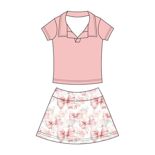 Preorder (moq 5)Baby Girls Button Pullovers Top Colorful Bows Flowers Skirt Shorts Clothes Set 12.19