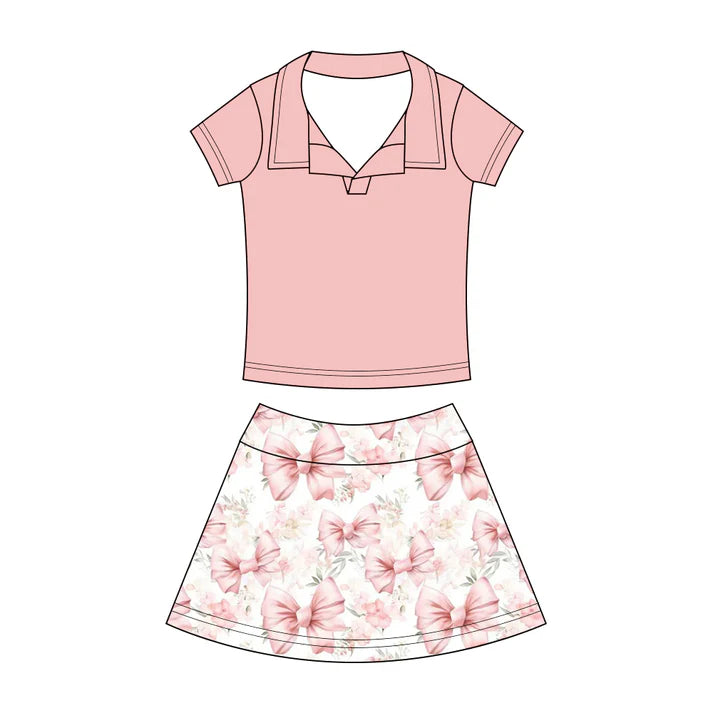 Preorder (moq 5)Baby Girls Button Pullovers Top Colorful Bows Flowers Skirt Shorts Clothes Set 12.19