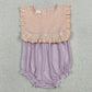 Baby Girls Rompers Sleeveless Lavender Stripe Back Button Two Pieces Ruffle Rompers SR3941