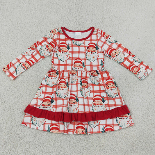 Baby Girls Dress Red Checked Santa Ruffle Christmas Knee Length Dress GLD1710