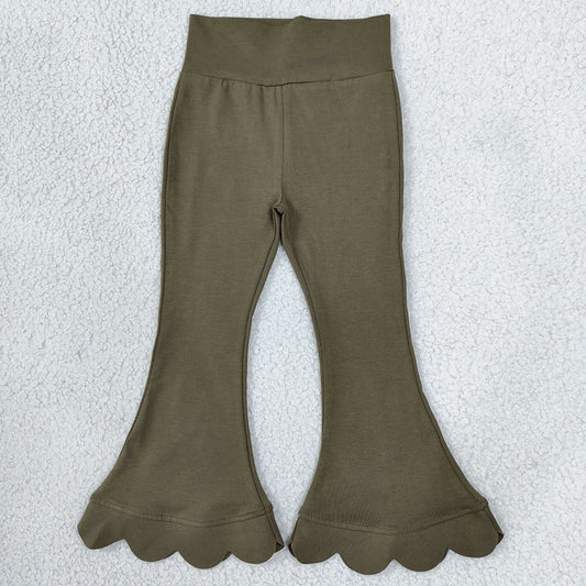Baby Girls Pants Olive Scallop Flare Pants Bottom P1080