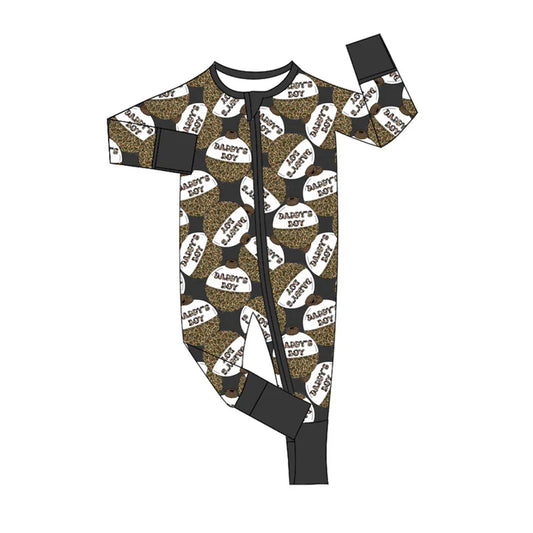 Preorder (moq 5)Baby Boys Long Sleeves Daddy's Boy Western Camo Zipper Rompers 5.16