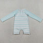 Baby Girls Swimsuits Aqua Blue Stripe Romper Swimsuits S0650