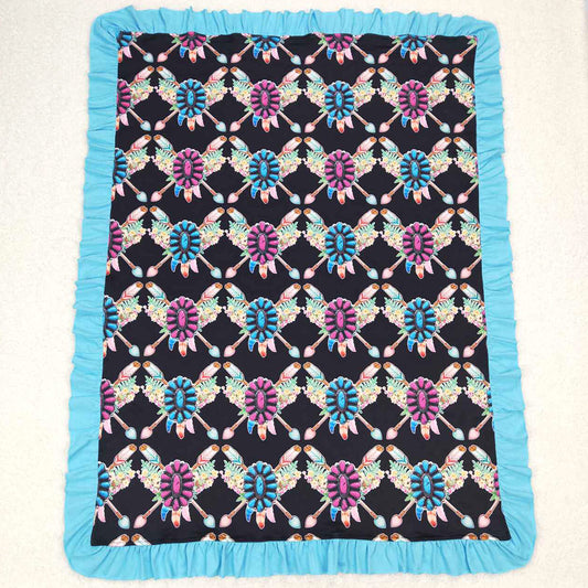 Baby Girls Blankets Western Turquoise Flowers Blankets BL0052