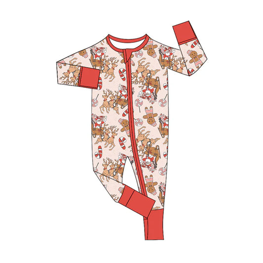 Preorder(moq 5)Baby Infant Boys Long Sleeves Deer Truck Santa Christmas Zipper Rompers 7.30