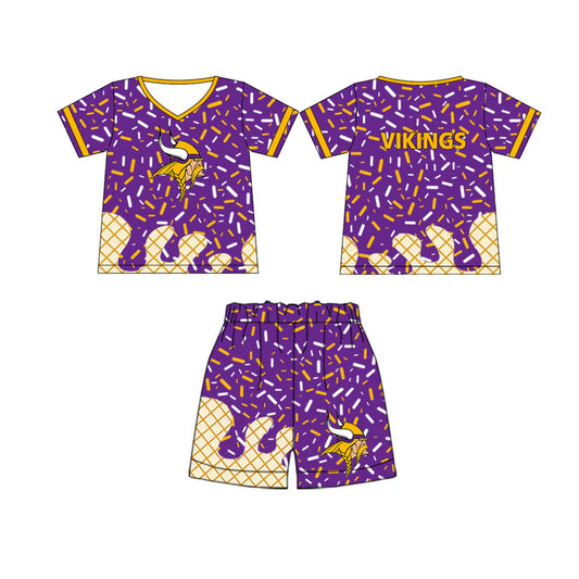 preorder(moq 5) Baby Boys Vikings Team Short Sleeve Tee Shirt Shorts Clothes Sets 5.29