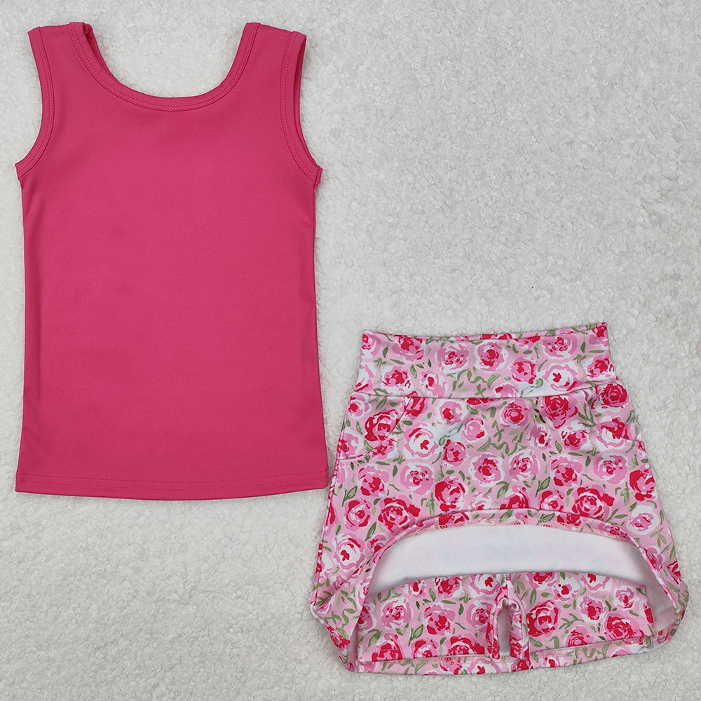 Baby Girls Clothes Pink Vest Flowers Skirt Clothes Sets GSD1599