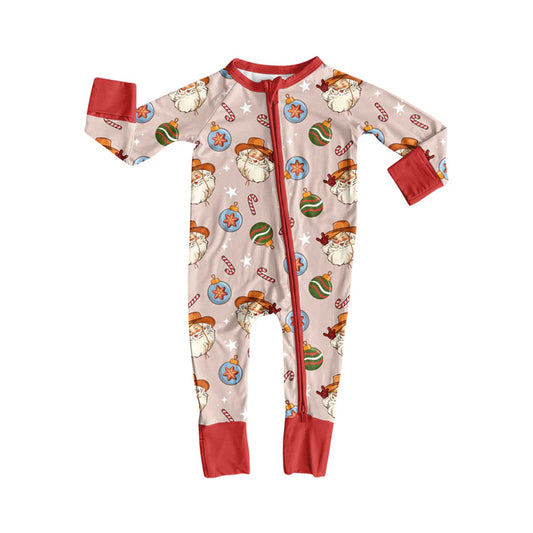Preorder(moq 5)Baby Boys Western Santa Disco Cowboys Rodeo Zipper Footie Rompers 8.8