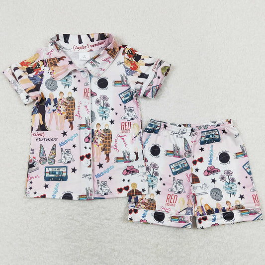 Fashion Baby Girls Clothes Short Sleeve Tee Top Shorts Pajamas Sets GSSO0661