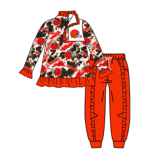 preorder(moq 5) orange tie dye pullover pants girls team outfits 8.28