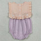 Baby Girls Rompers Sleeveless Lavender Stripe Back Button Two Pieces Ruffle Rompers SR3941