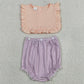 Baby Girls Rompers Sleeveless Lavender Stripe Back Button Two Pieces Ruffle Rompers SR3941