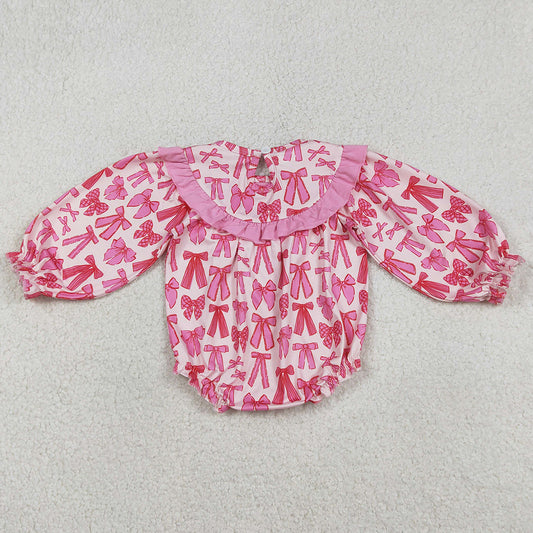 Baby Girls Rompers Embroidery Daddy's Valentine Long Sleeve Bows Ruffle Rompers LR2842 12.31