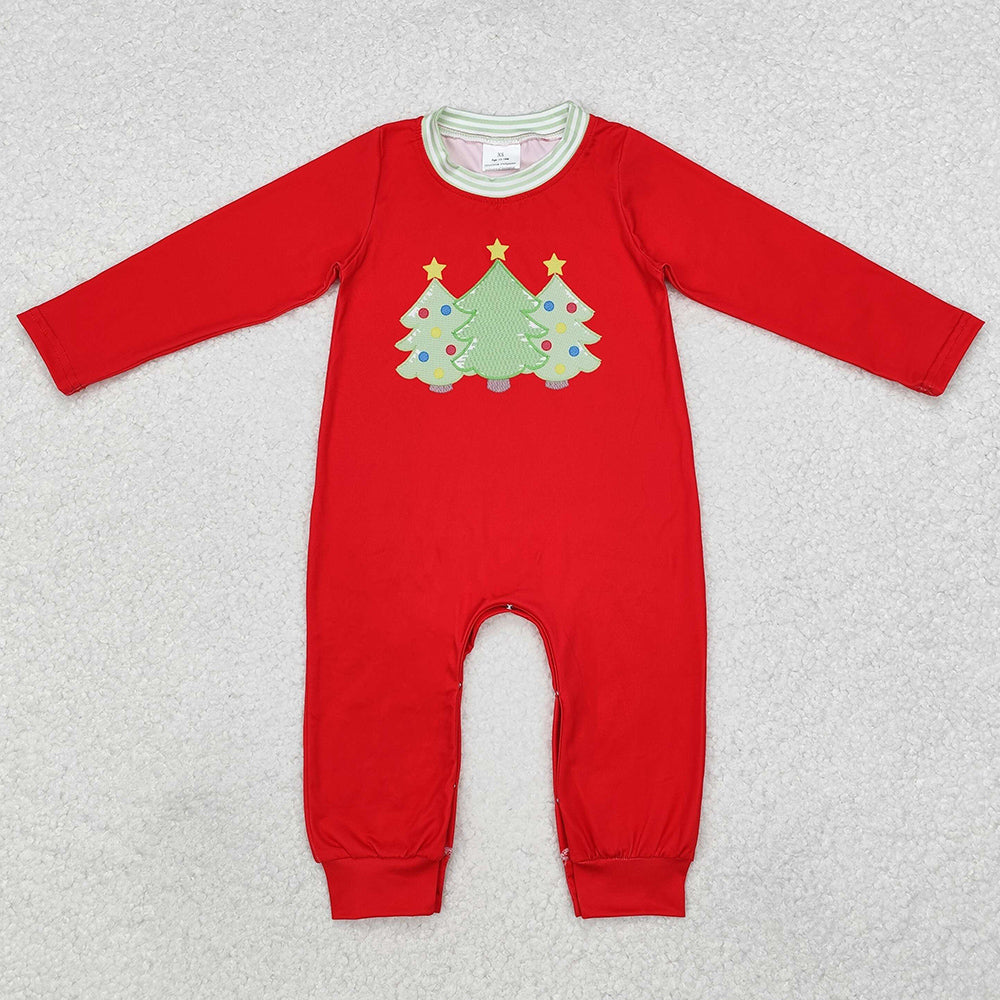 Baby Infant Boys Rompers Red Christmas Trees Long Sleeve Rompers LR1561