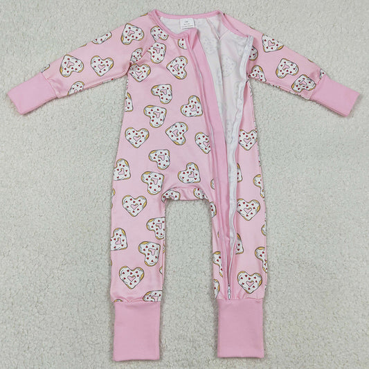 Baby Girls Rompers Donuts Hearts Valentines Two Way Zip Convertible Rompers LR2960 12.31