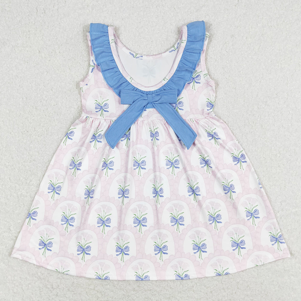 Baby Girls Dress Pink Flowers Bunches Knee Length Dresses GSD0909