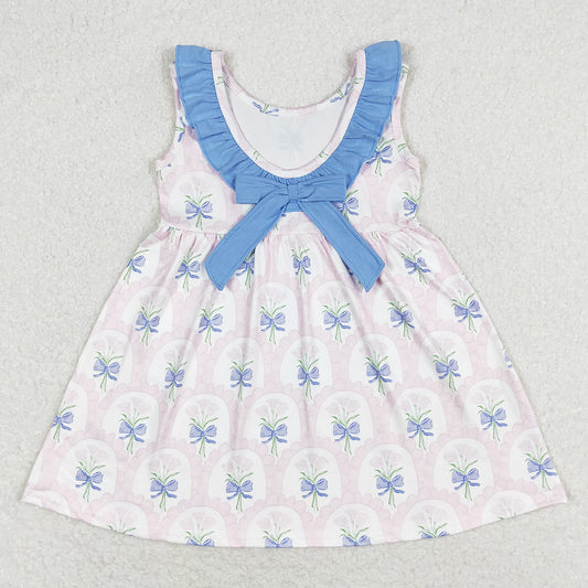 Baby Girls Dress Pink Flowers Bunches Knee Length Dresses GSD0909