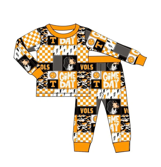 Preorder moq 5 Baby Kids Gameday Vols Team Shirt Top Pants Pajamas Outfits Sets 8.11