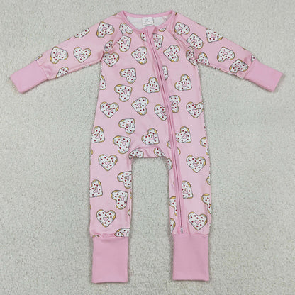 Baby Girls Rompers Donuts Hearts Valentines Two Way Zip Convertible Rompers LR2960 12.31