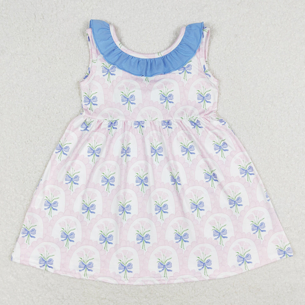 Baby Girls Dress Pink Flowers Bunches Knee Length Dresses GSD0909