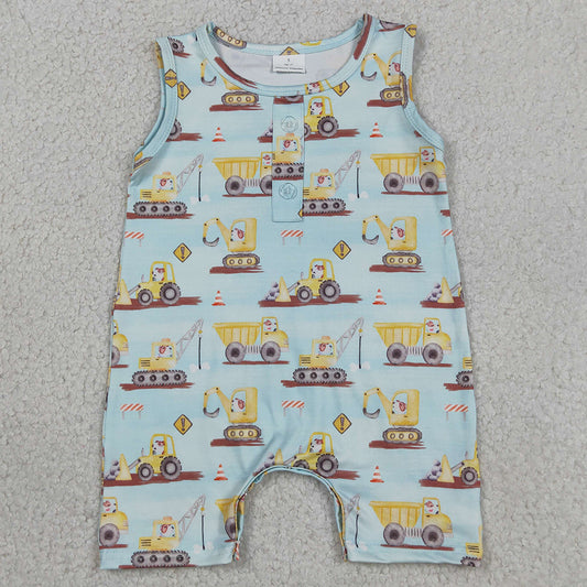 Baby Boys Rompers Sleeveless Excavators Button Rompers SR3085