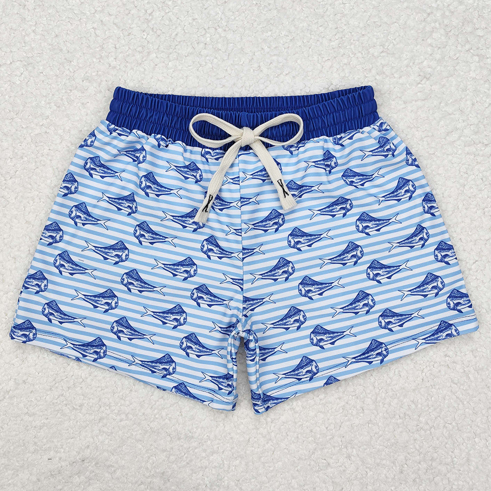 Baby Boys Swim Trunks Summer Blue Stripes Shark Trunks Swimsuits Swimwear S0172