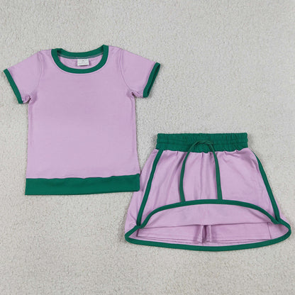 Baby Girls Clothes Pink Short Sleeve Top Skirt Shorts Cotton Clothes Sets GSD3672