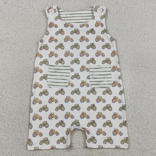 Baby Boys Rompers Sleeveless Tractors Pockets Farm Rompers SR1586