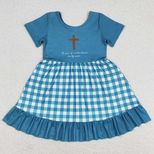 Baby Girls Dress Cross Short Sleeve Knee Length Dresses GSD1157