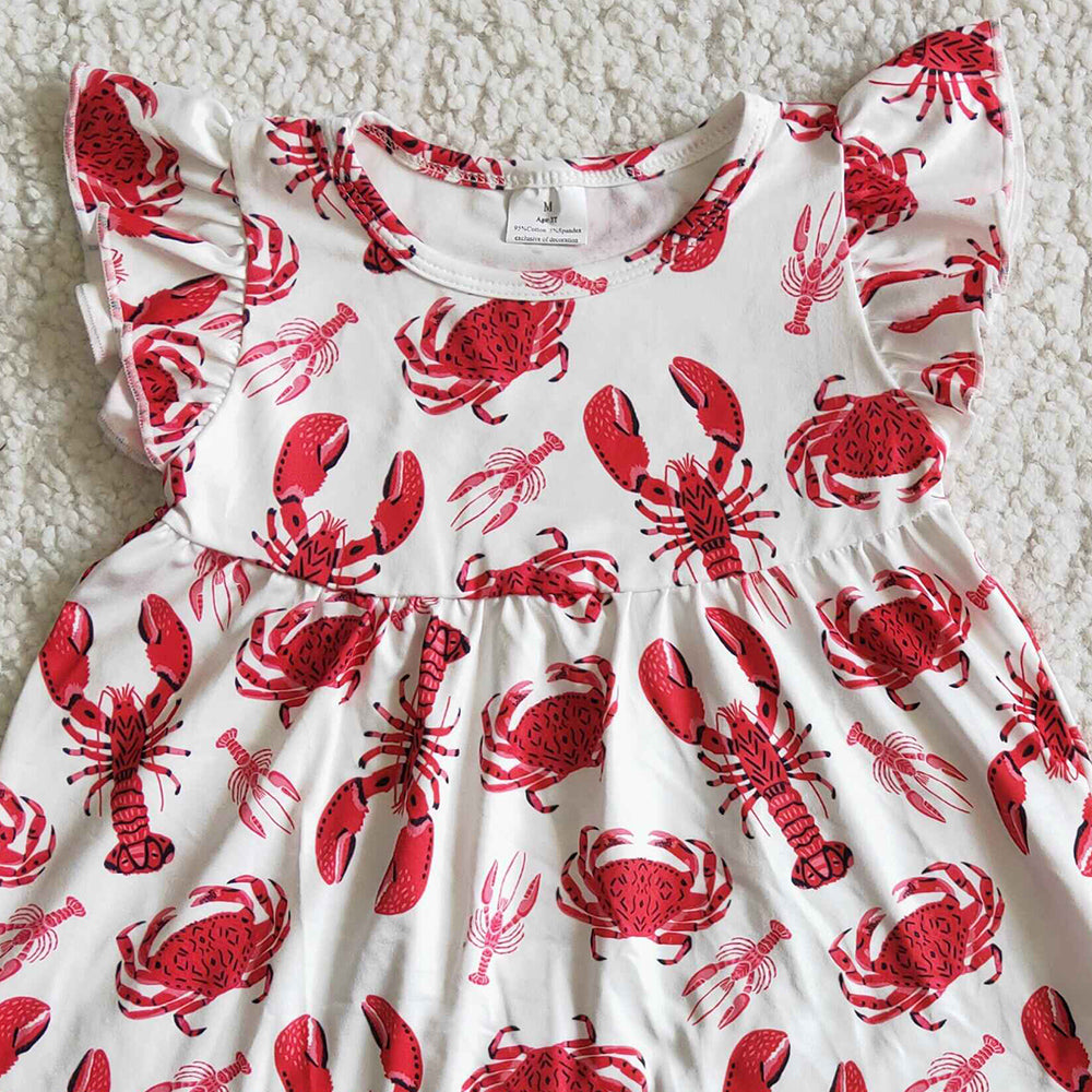 Fashion Baby Girls Clothes Crawfish Kids Clothes Girls Flutter Sleeve Tunic Ruffle Shorts Set C0-27 5.8