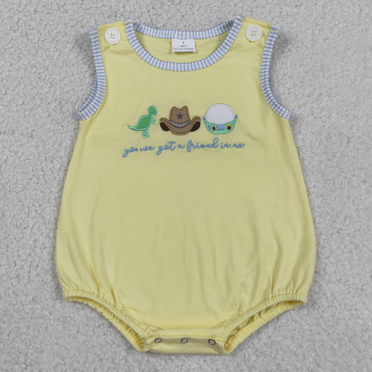 Baby Boys Rompers Embroidery Hats Dinosaurs Got a Friend Sleeveless Cartoon Rompers SR4106