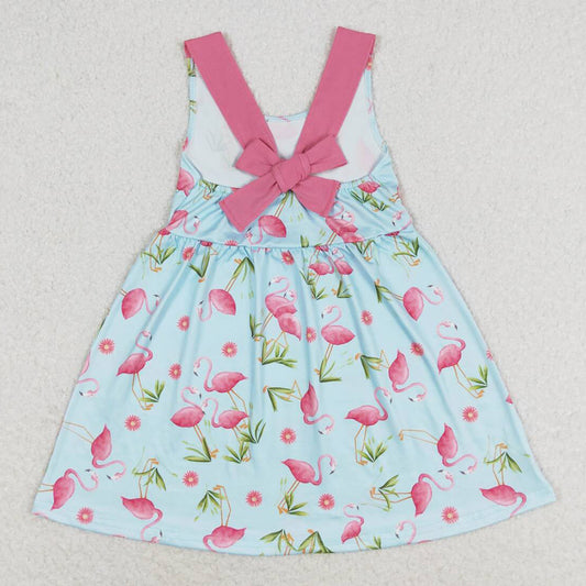 Baby Girls Dress Flamgo Sleeveless Bows Summer Knee Length Dresses GSD0693