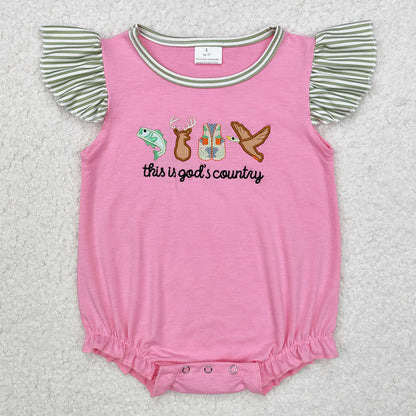 Baby Infant Girls Rompers God Country Short Sleeve Rompers SR2263 SR2264