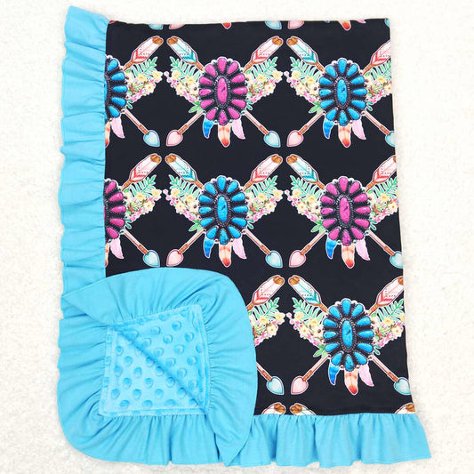 Baby Girls Blankets Western Turquoise Flowers Blankets BL0052