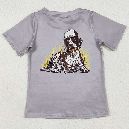 Baby Boys T-shirt Grey Dog Short Sleeve Tee Shirts Tops BT1149