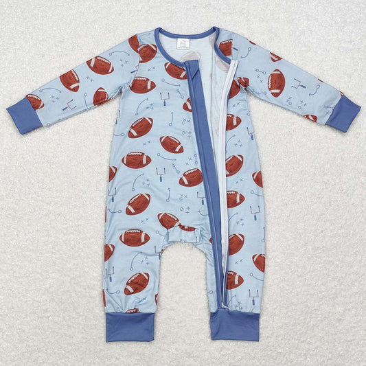 Baby Infant Boys Rompers Blue Bamboo Long Sleeve Zip Rompers LR1463