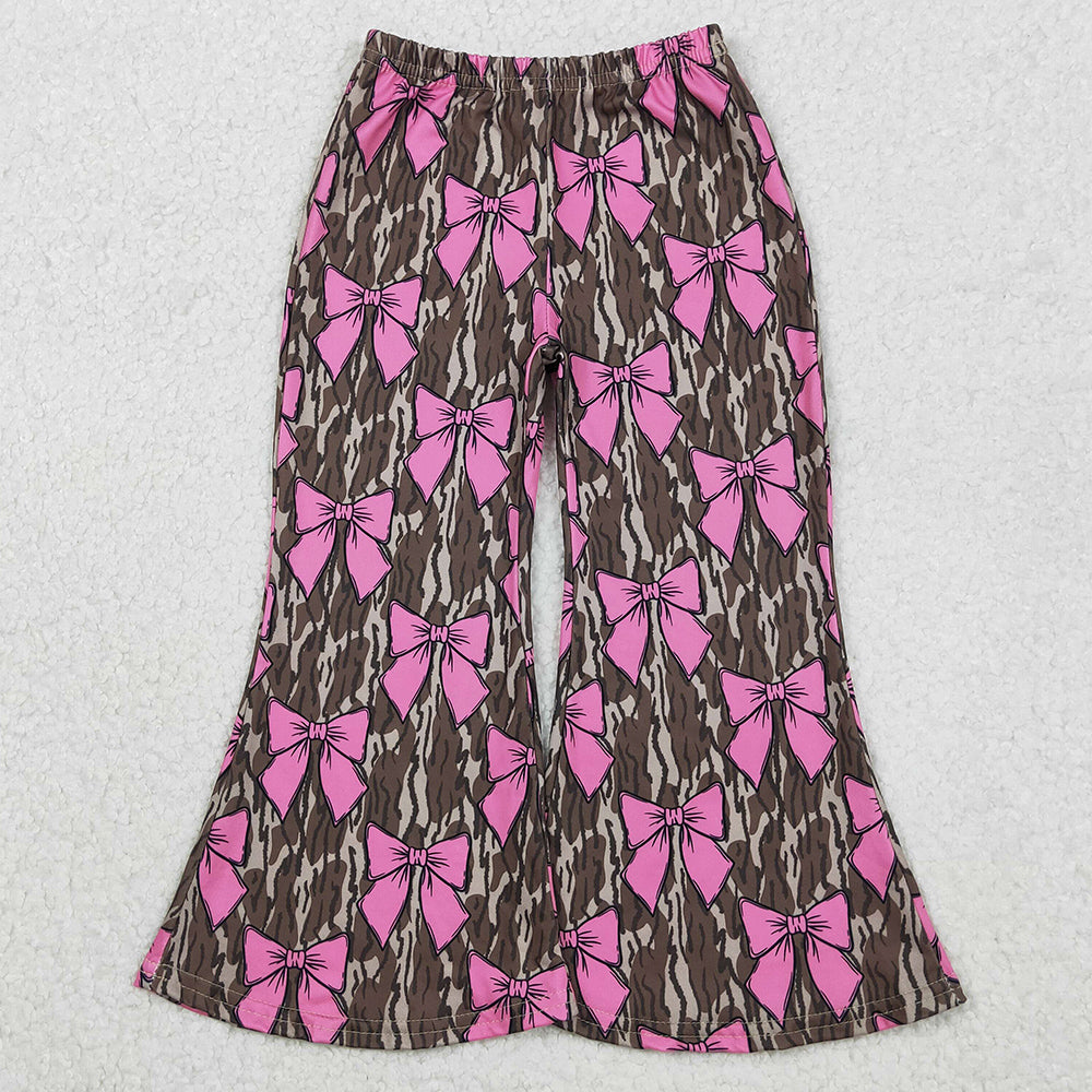 Baby Girls Pants Olive Camo Pink Bows Bell Bottom Pants P0896 11.3
