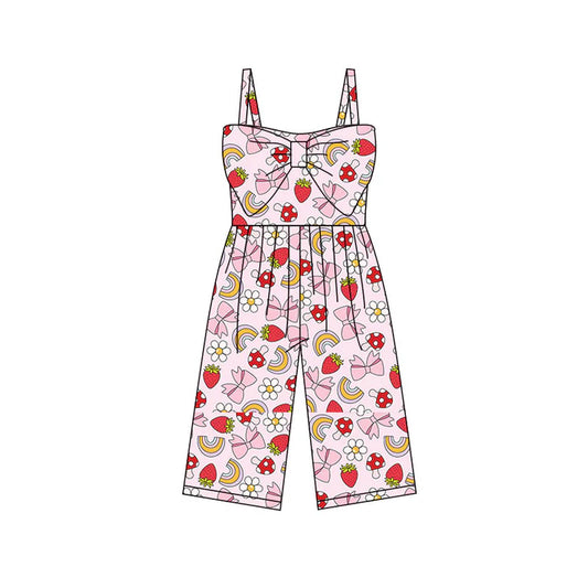 Preorder (moq 5)Baby Girls Strap Strawberry Rainbows Flowers Pants Jumpsuits 11.28