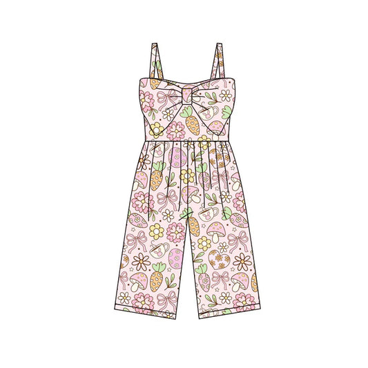 Preorder (moq 5)Baby Girls Strap Bows Carrots Eggs Flowers Easter Pants Jumpsuits 11.28