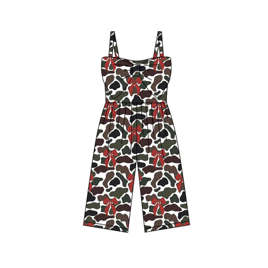 Preorder (moq 5)Baby Girls Southern Dark Brown Camo Bows Easter Pants Jumpsuits 11.28