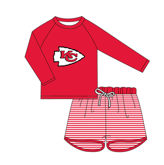 Preorder (moq 5)Baby Kids KC Shirts Top Stripe Shorts Team Clothes Sets 12.13
