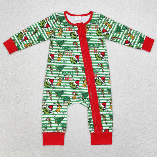 Baby Infant Girls Rompers Christmas Green Zip Rompers LR1054