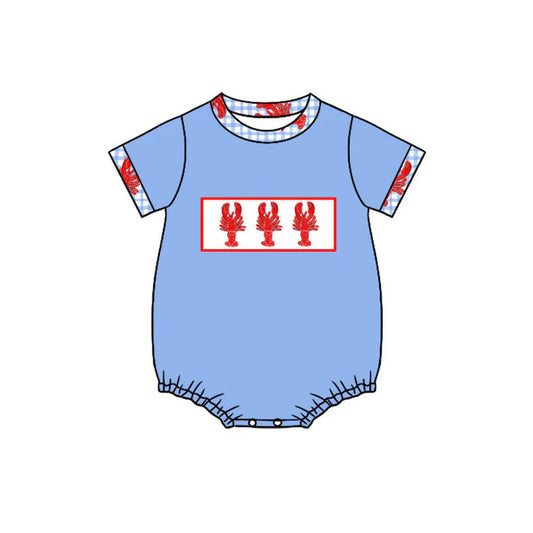 Preorder (moq 5)Baby Boys Blue Short Sleeve Crayfishes Rompers 11.4