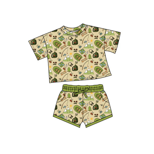 Preorder(moq 5) Baby Boys Camping Hunting Top Pocket Shorts Clothes Sets 10.21