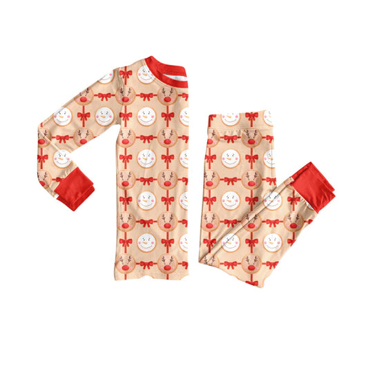 Preorder(moq 5) Baby Girls Christmas Reindeer Bows Top Pants Lounge Wear Pajamas Sets 8.11
