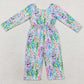 Baby Girls Jumpsuits Flowers Long Sleeve Pockets Jumpsuits LR1141